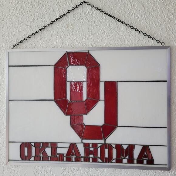 VTG University of Oklahoma OU Sooners Stained Glass Hanging Panel Aluminum 22x16 - Picture 3 of 14